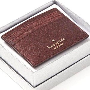 NEW Kate Spade Sparkle Card Holder w/Glitter Gift Box in Deep Nova